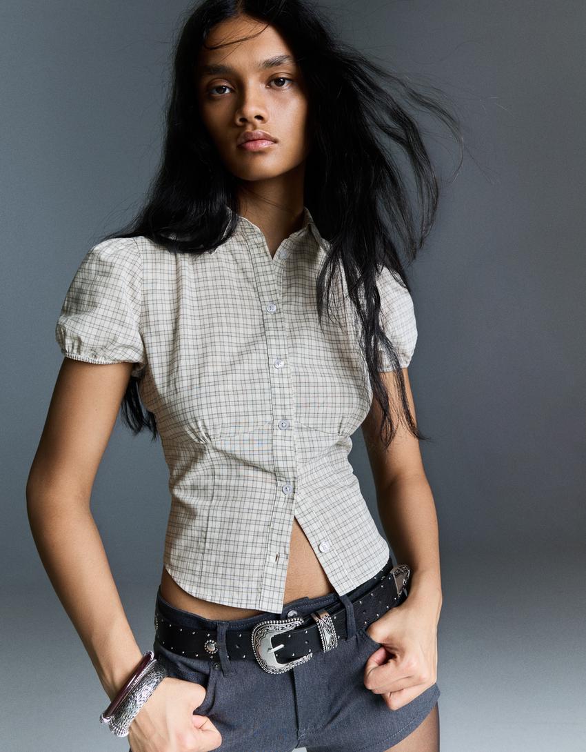 Cămașă mânecă scurtă-Ecru