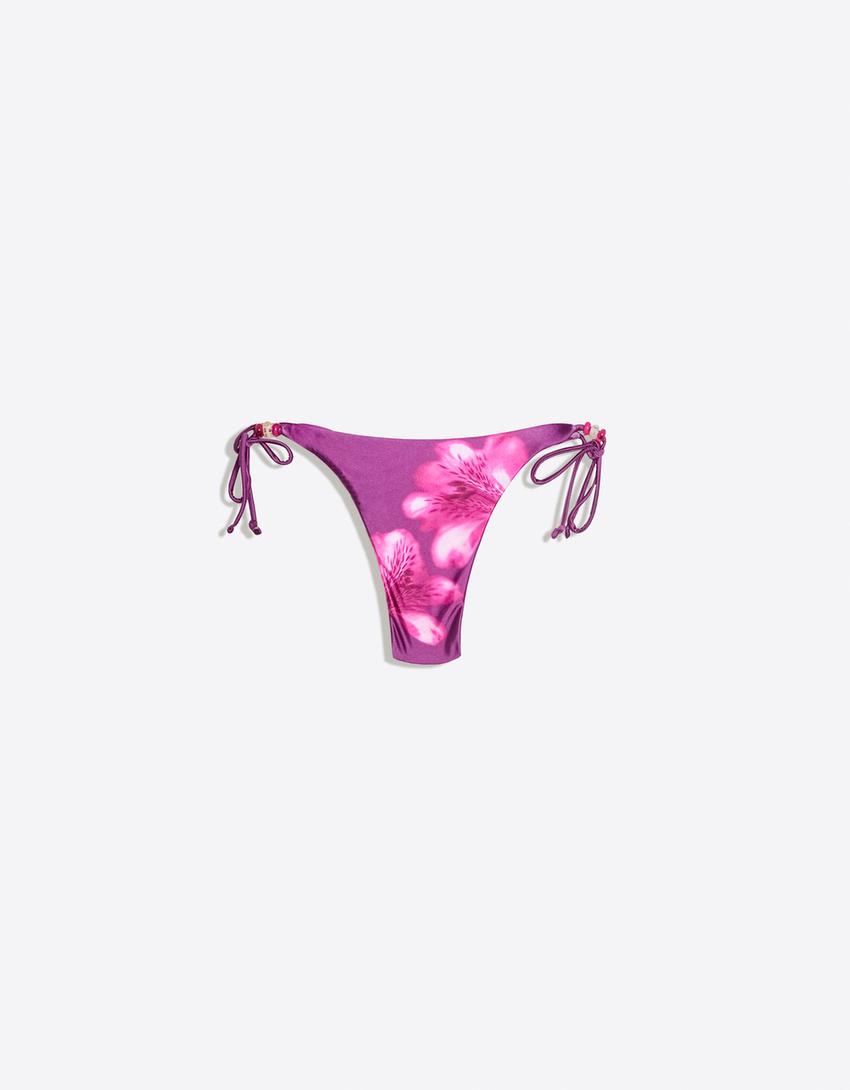 Satin bikini bottoms-Violet