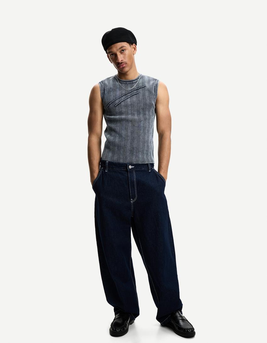 Délavé gilet-Gewassen blauw-3