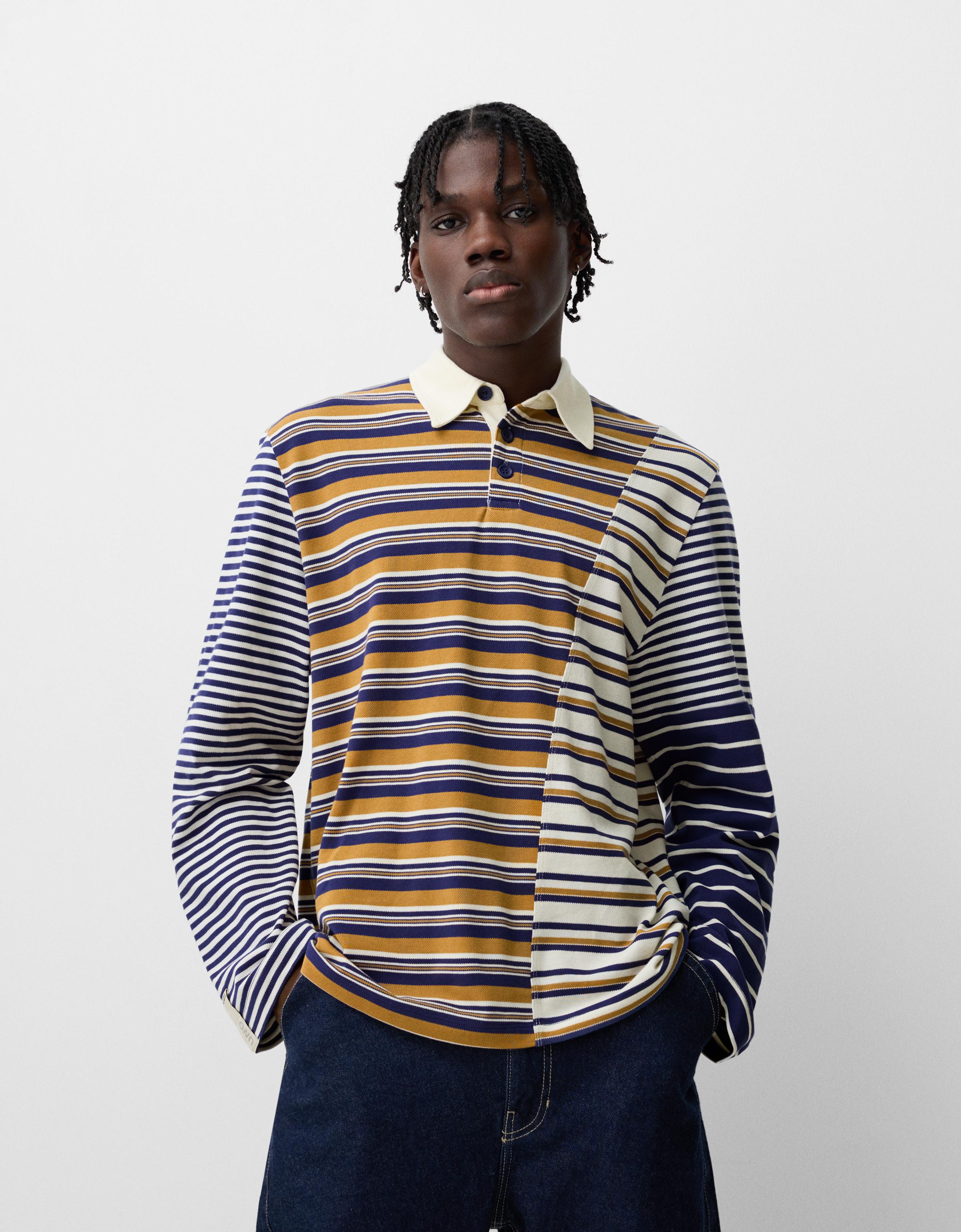 Striped long sleeve polo shirt Men Bershka