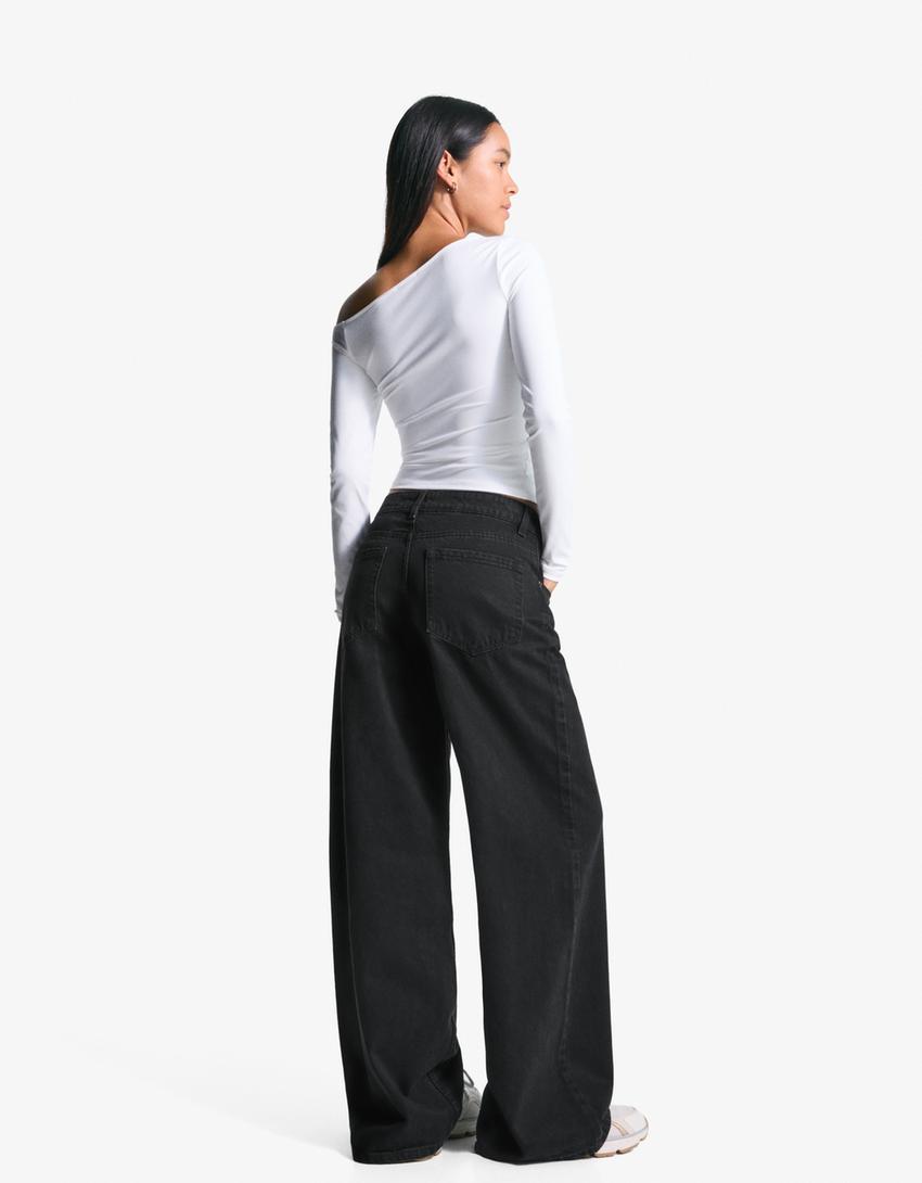 Wide-leg jeans-Black