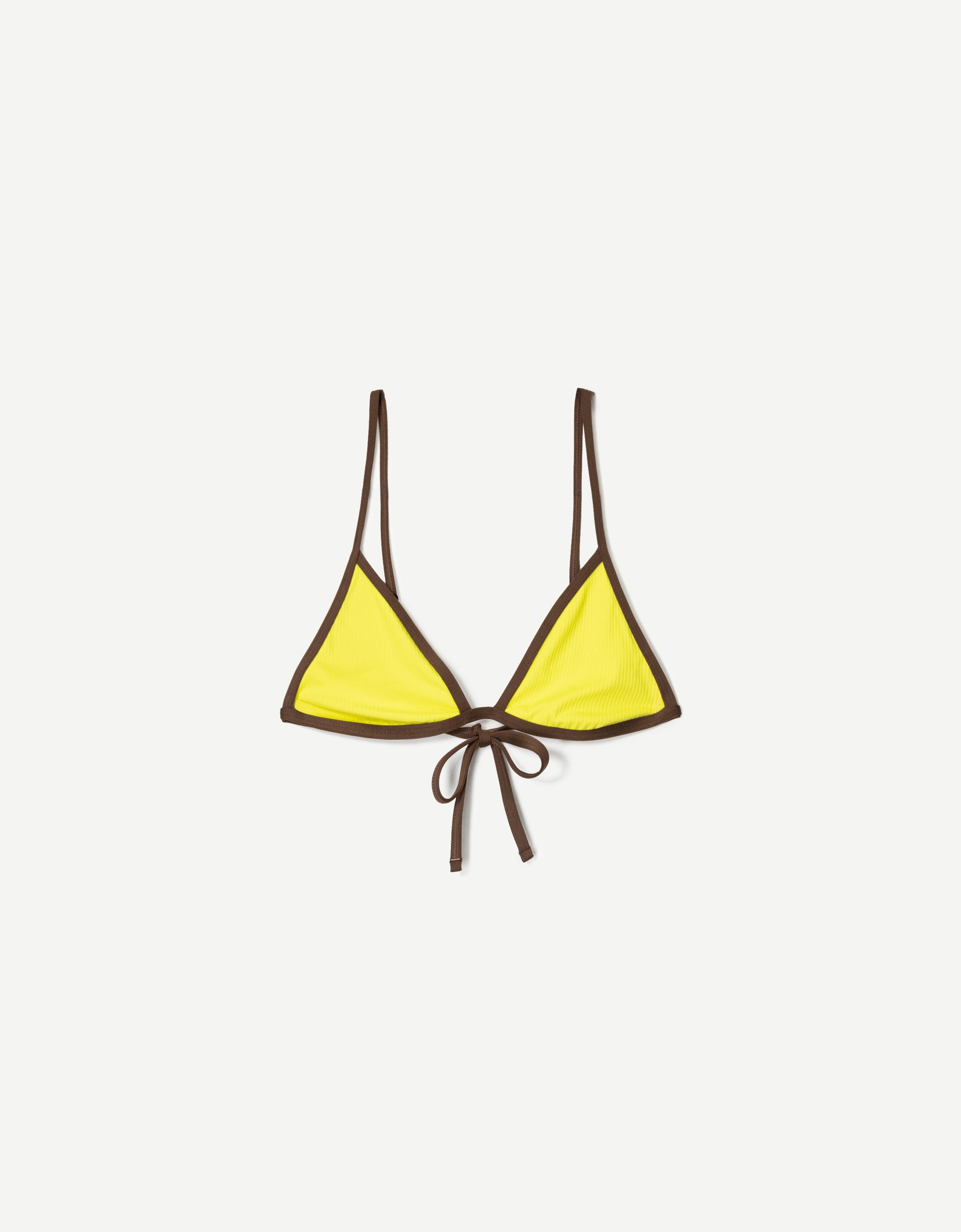 Bershka Bikinioberteil Mit Kontrastfarbe Damen S Limone
