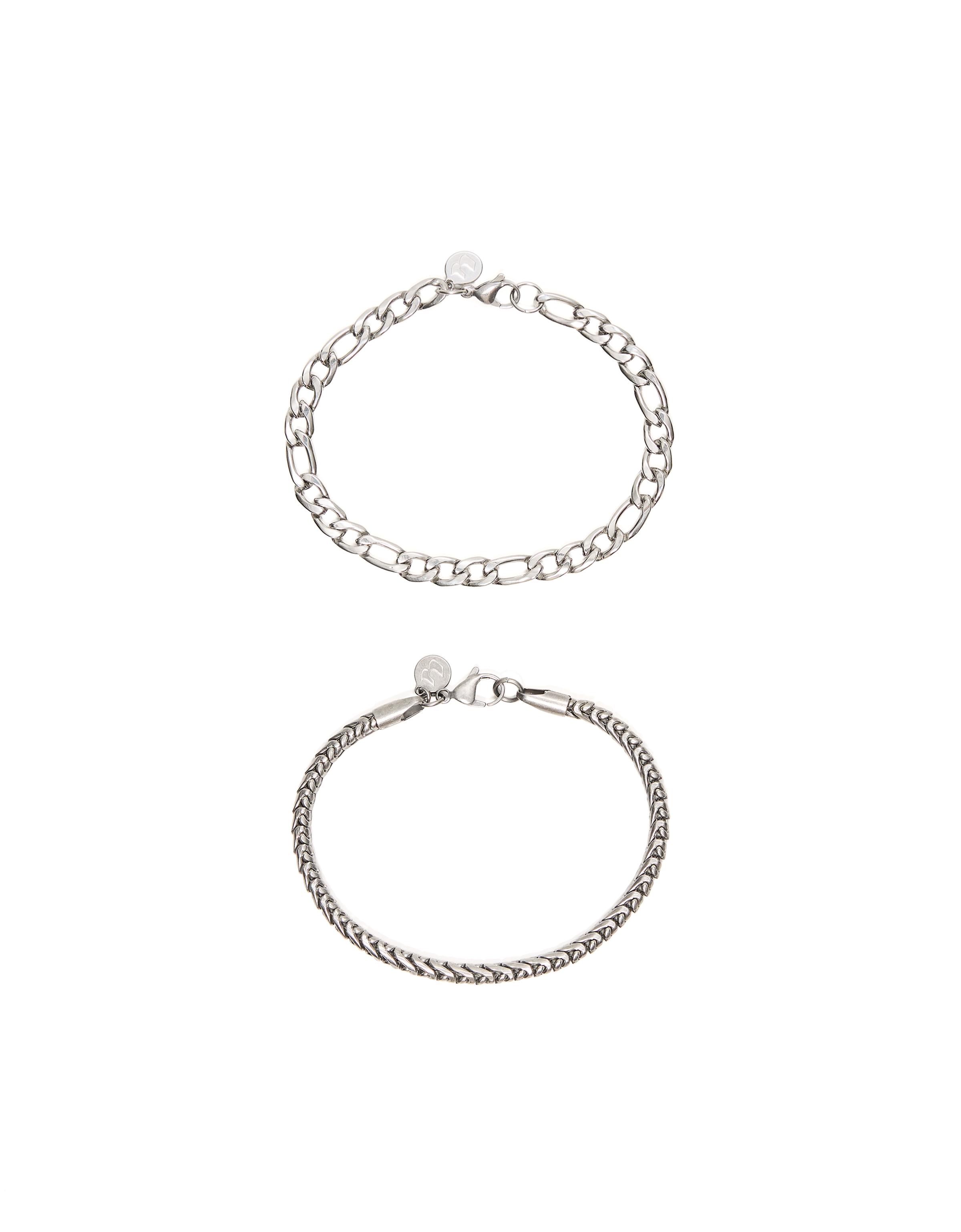 Pack of 2 steel chain bracelets — Silver