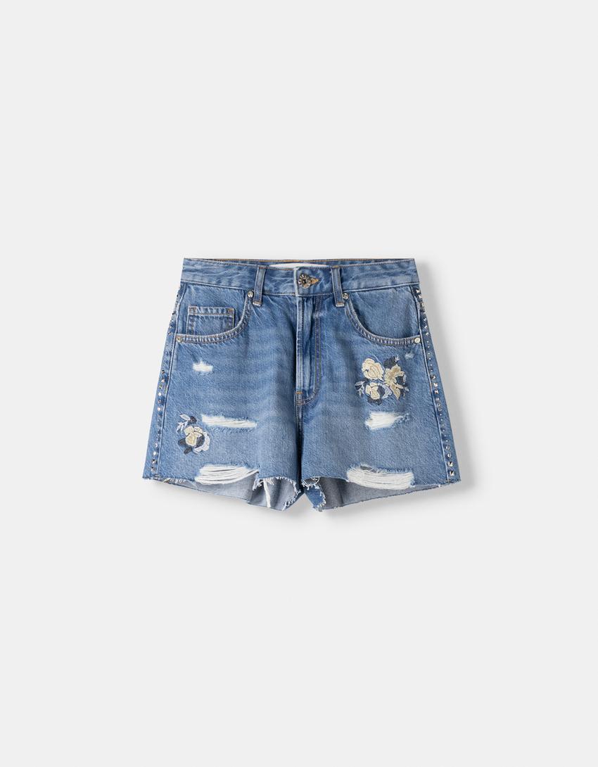 Short denim rotos-Azul lavado-5
