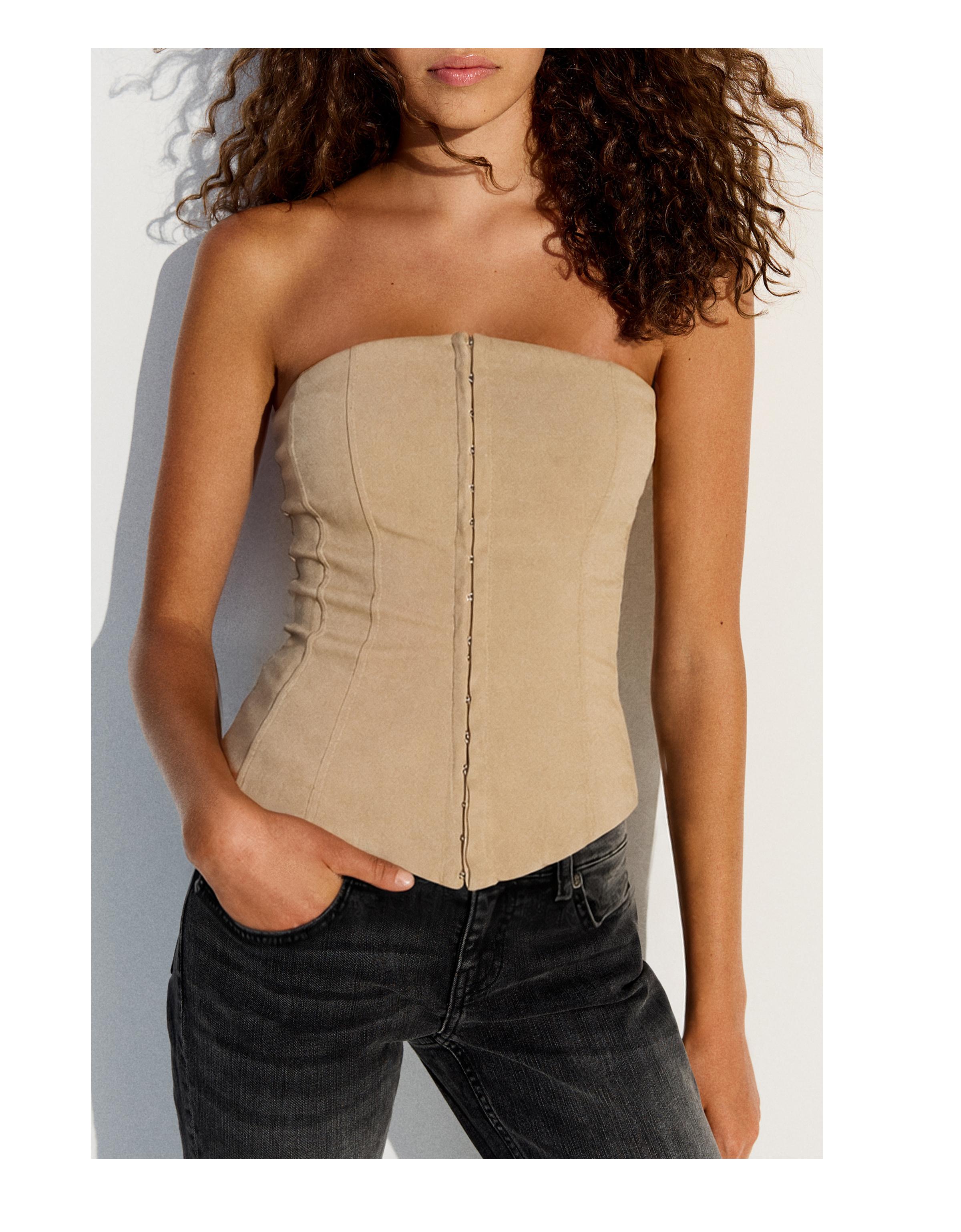 Corset bandeau top — Camel
