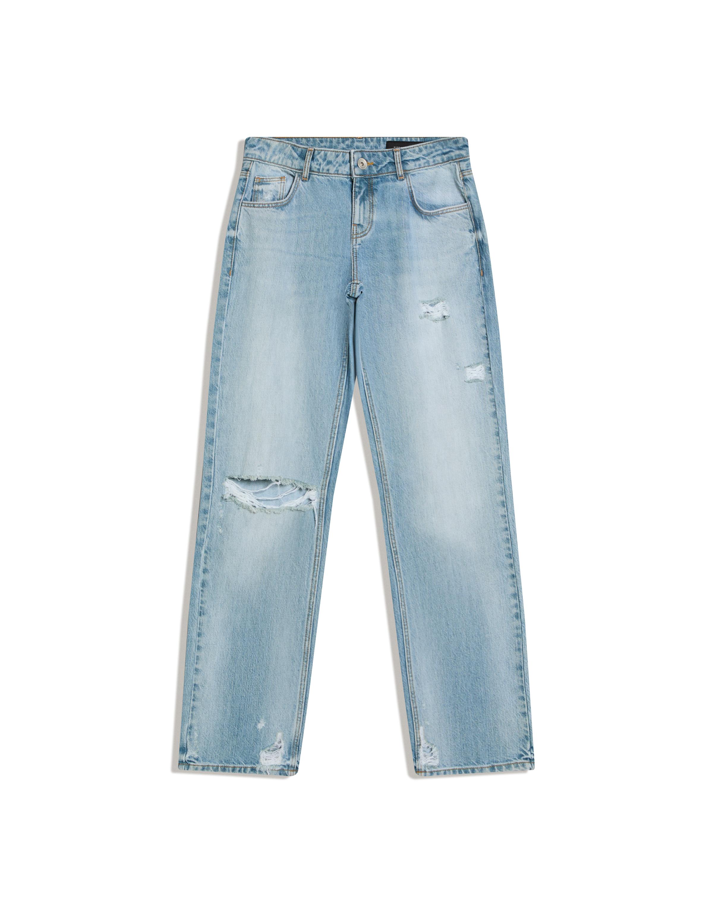 Distressed düşük bel straight fit jean - Görsel 24