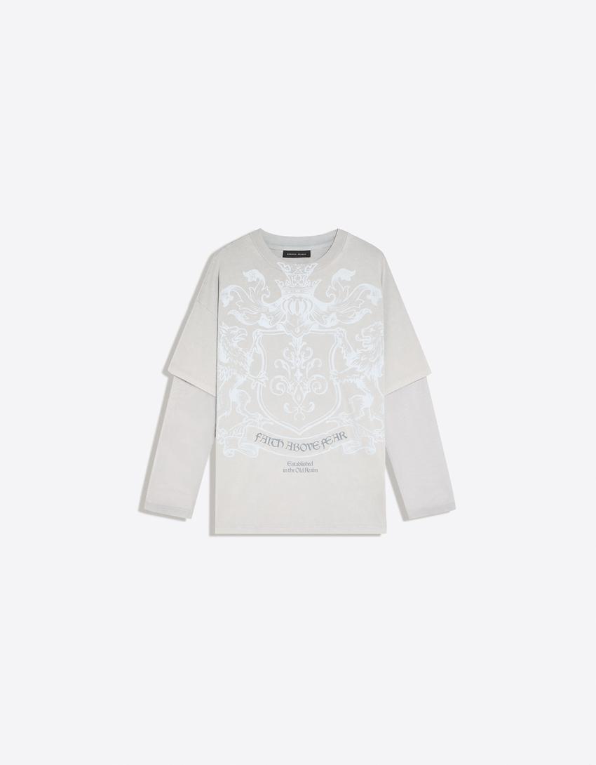 Camiseta manga larga oversize doble manga print
