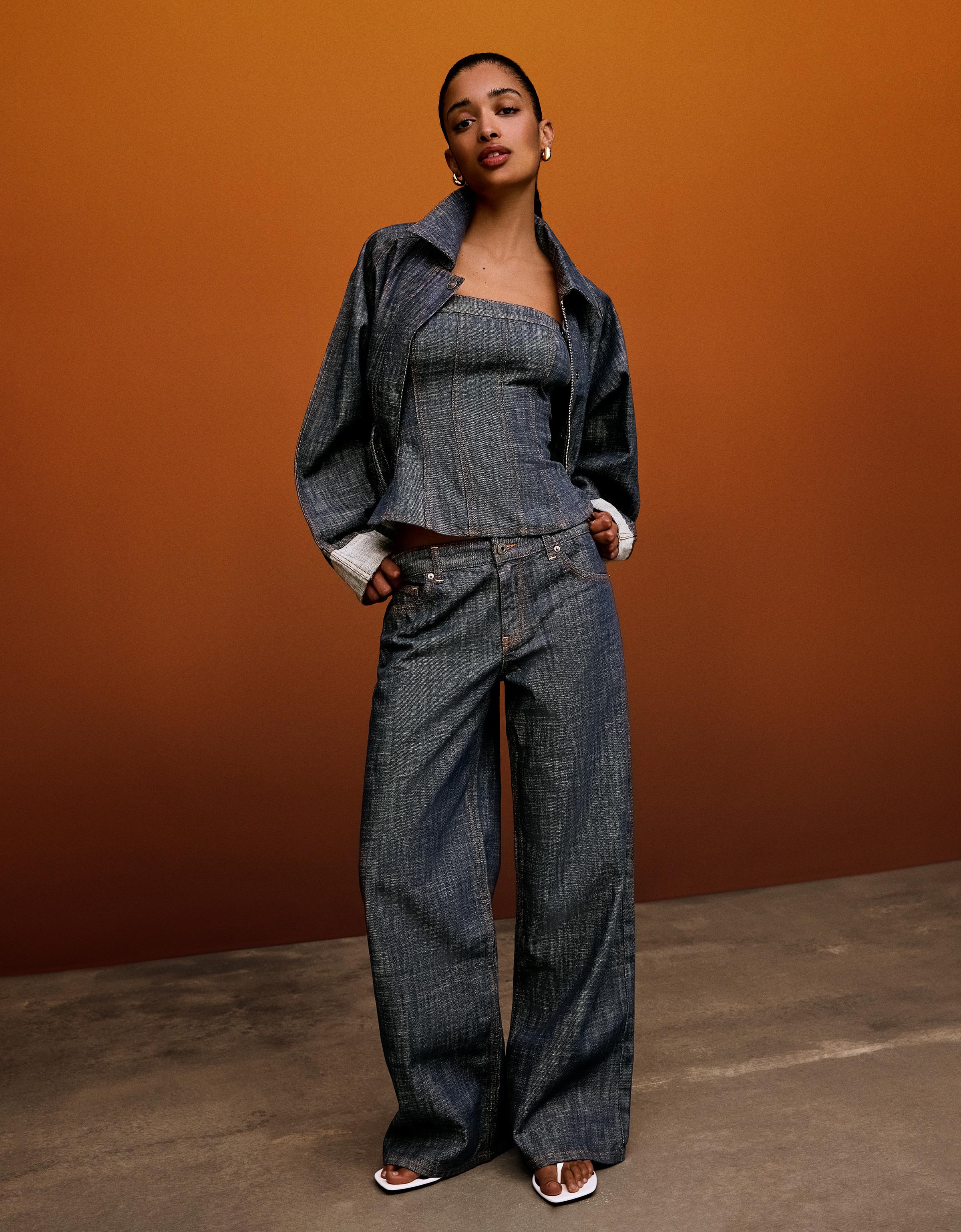 Dokulu denim top - Görsel 28