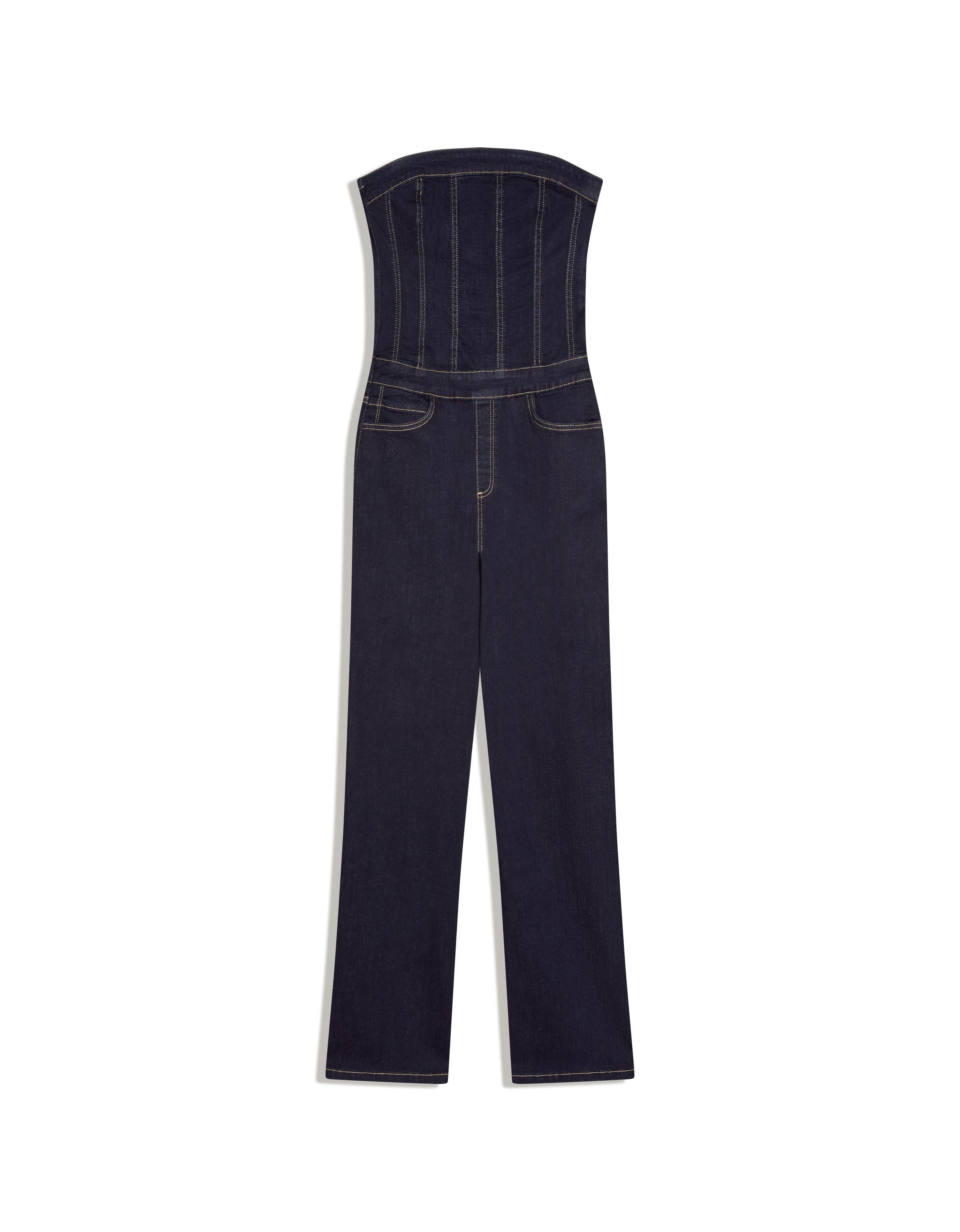 Uzun denim tulum - Görsel 6