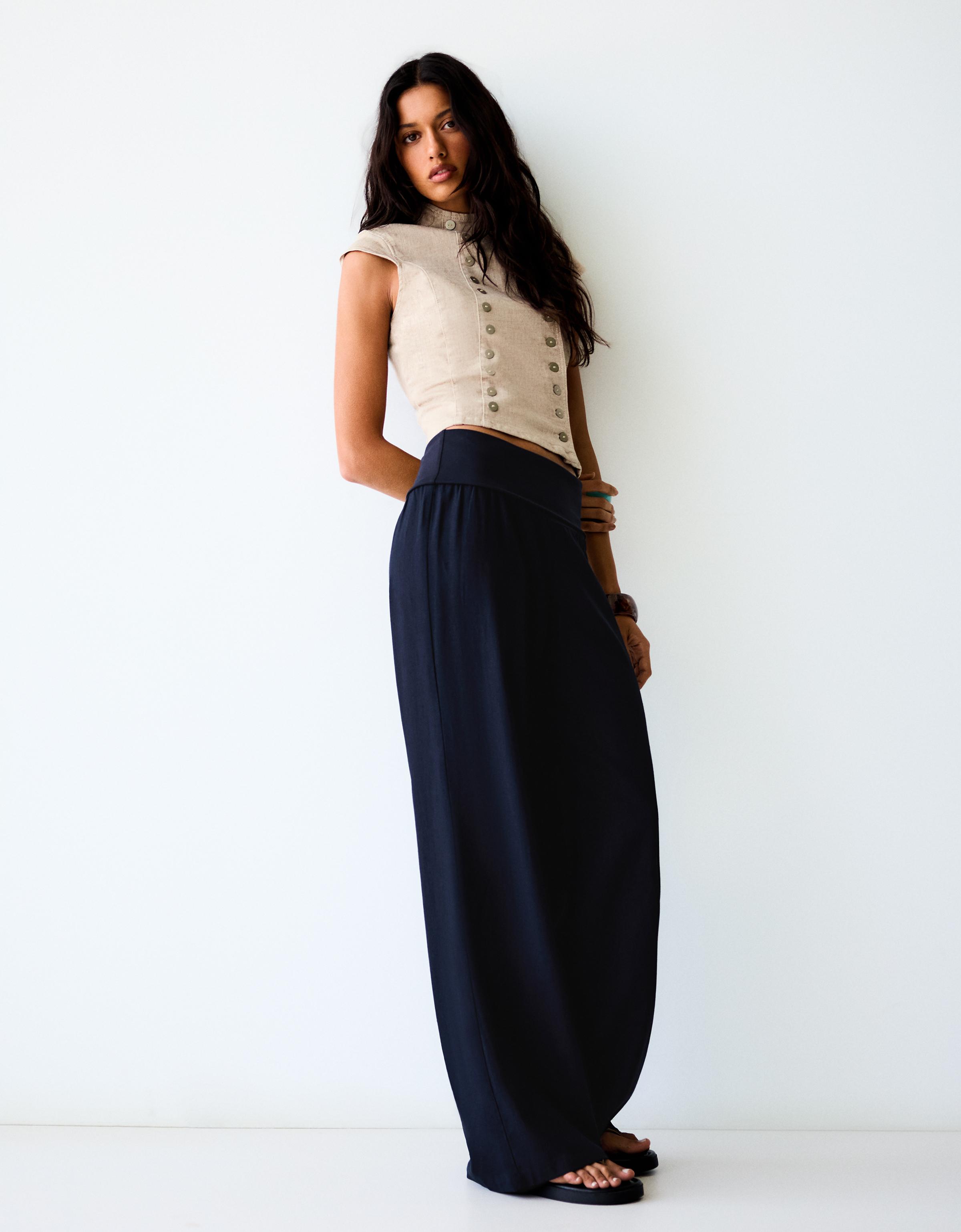 Turn-up waist trousers — Navy
