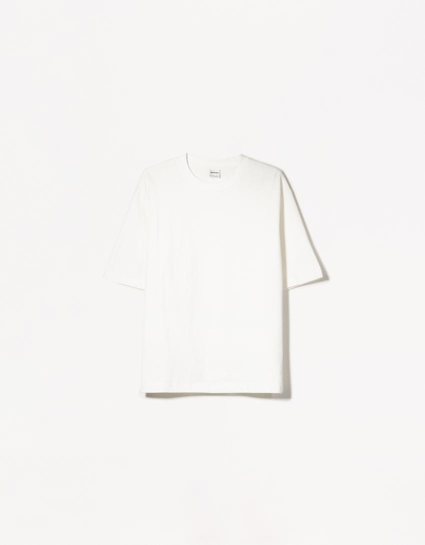 T-shirt manga curta oversize heavy cotton-Gelo