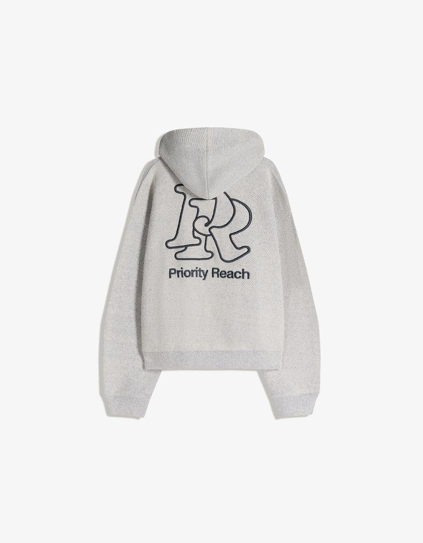 Printed hoodie-Grey
