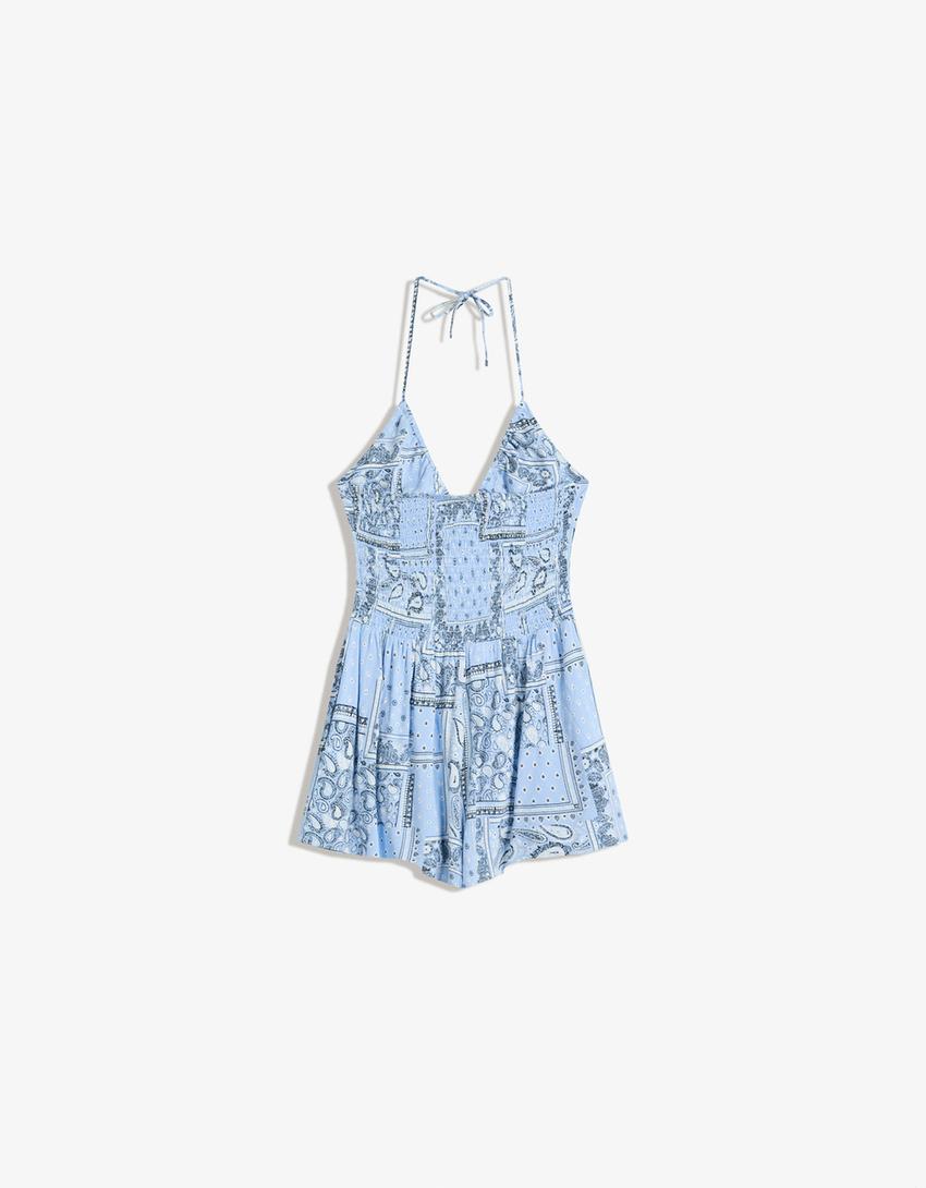Jumpsuit met bandjes-Lichtblauw