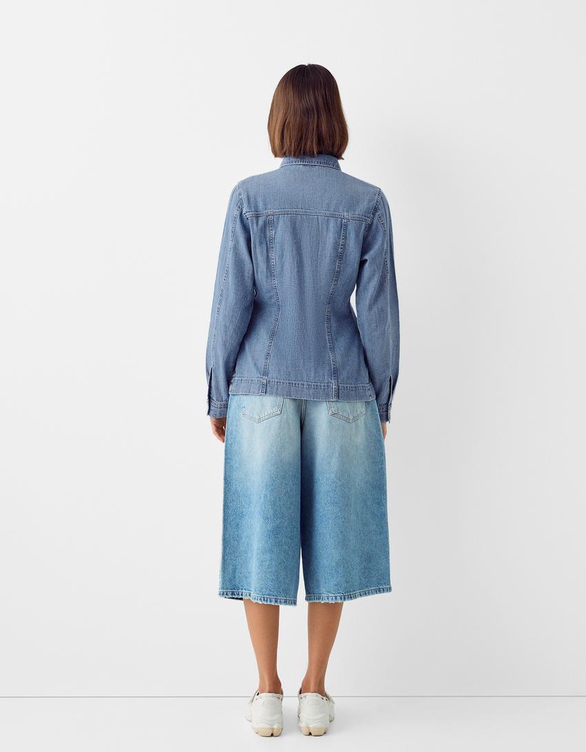 Chemise denim poches-Bleu lavé-1