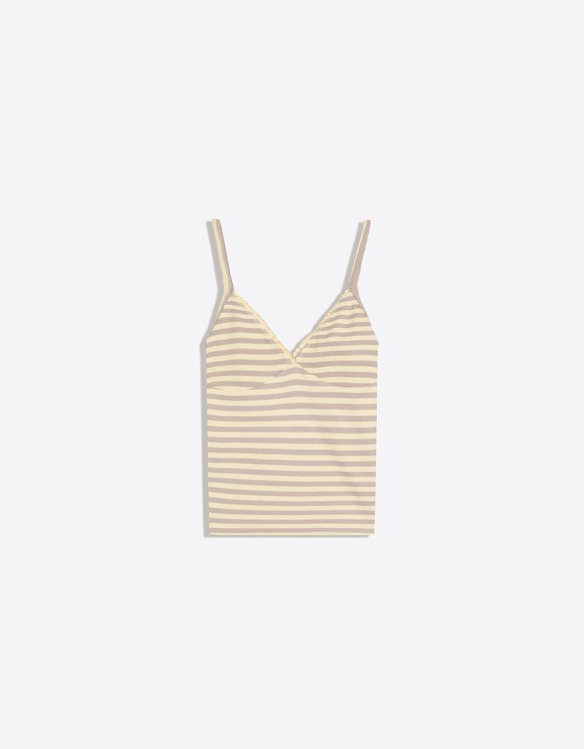 Gathered strappy top-Yellow