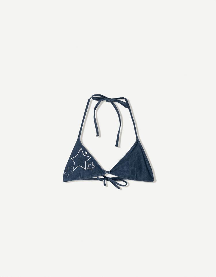 Denim bikini top