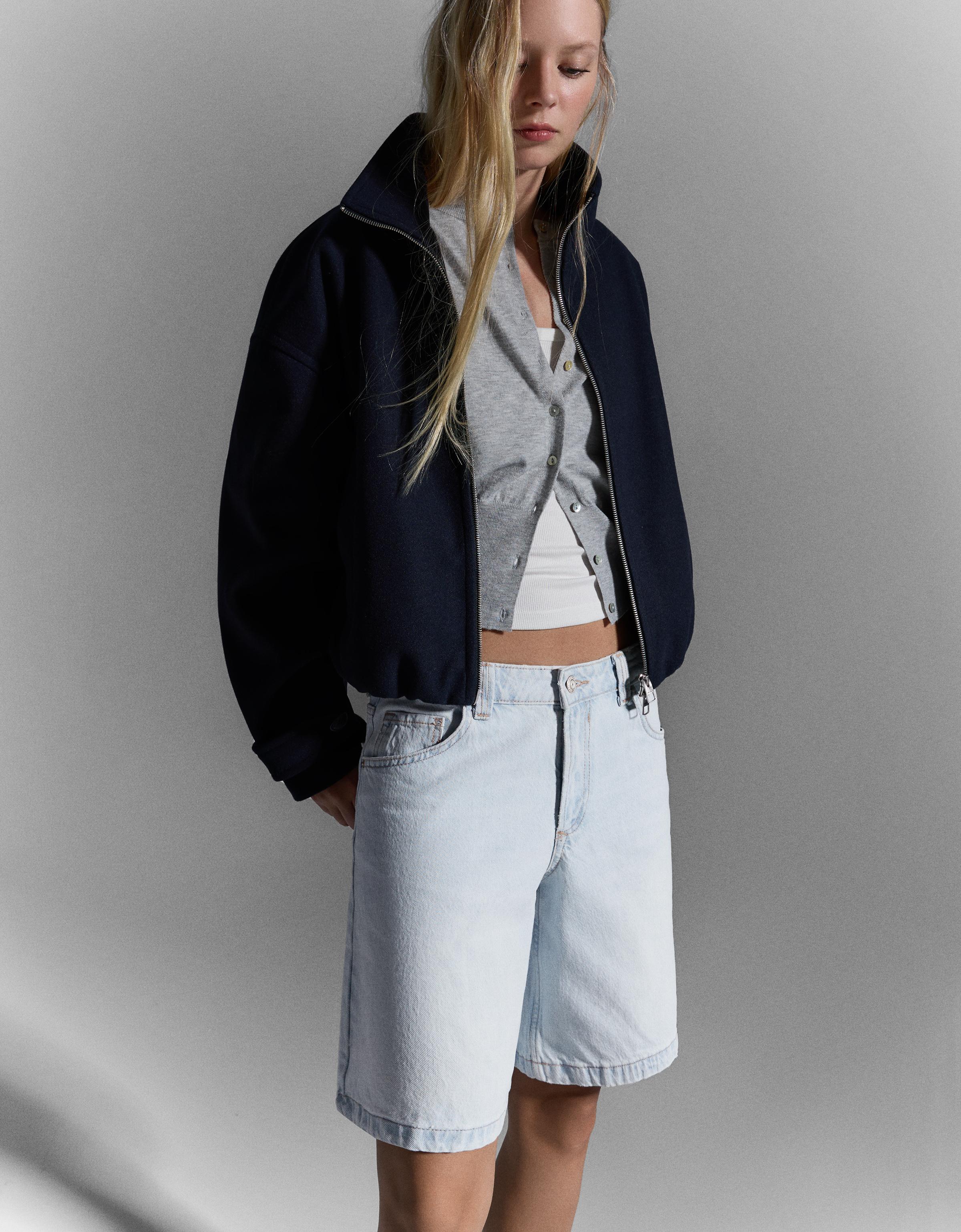 Baggy denim Bermuda shorts — Light blue