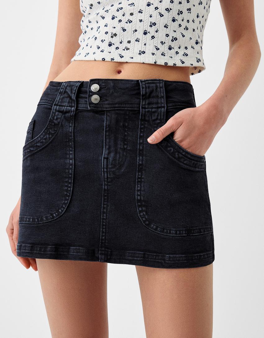 تنورة قصيرة تويل-أسود-3