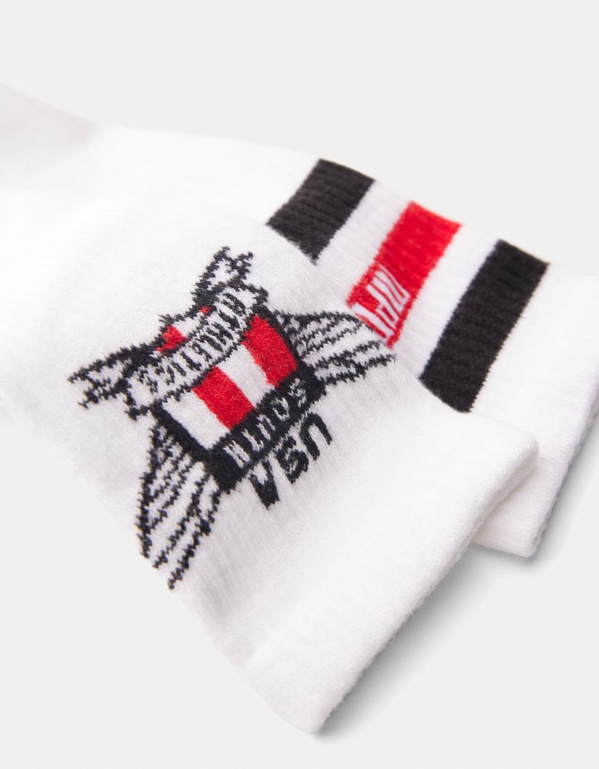 حزمة من 3 ازواج جوارب بطبعة-أبيض-1