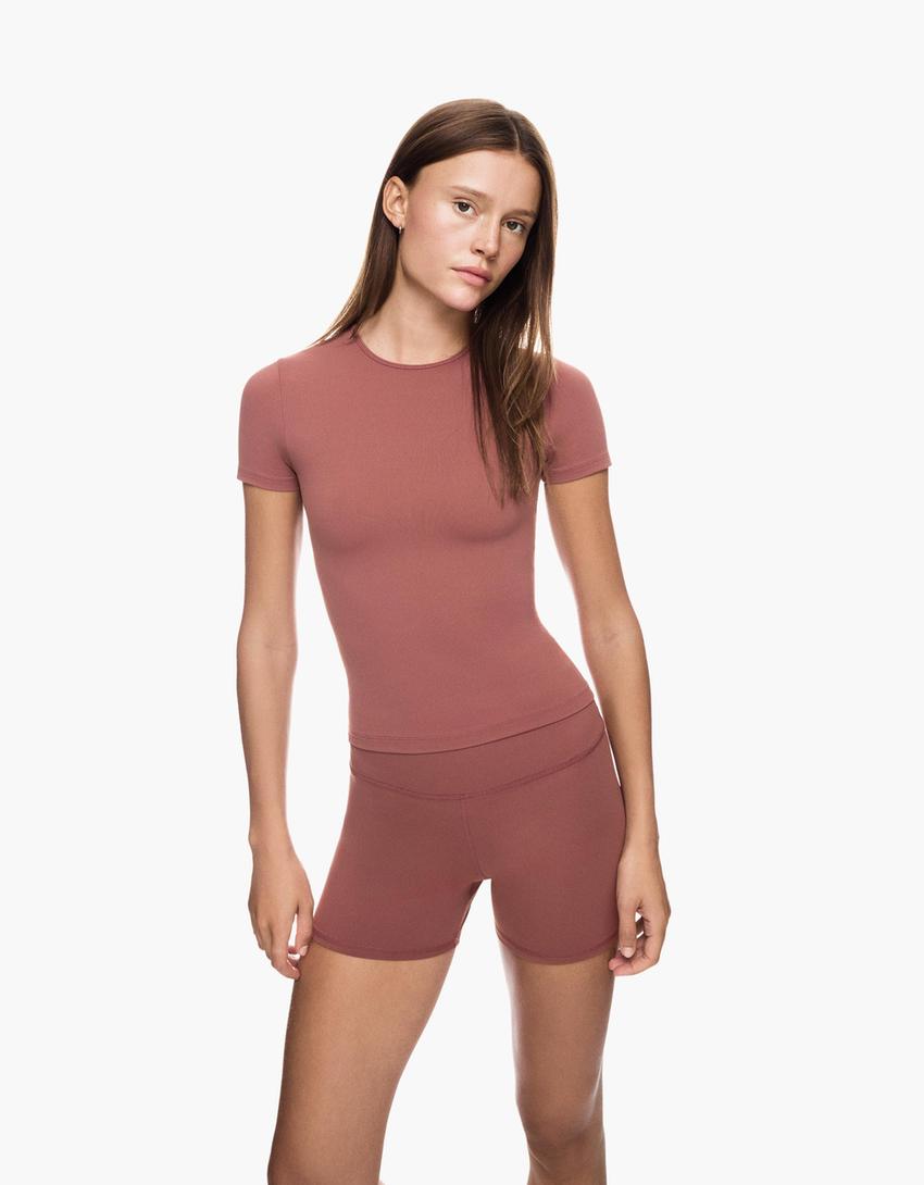 T-shirt quick dry & breathable manga curta-Laranja-1