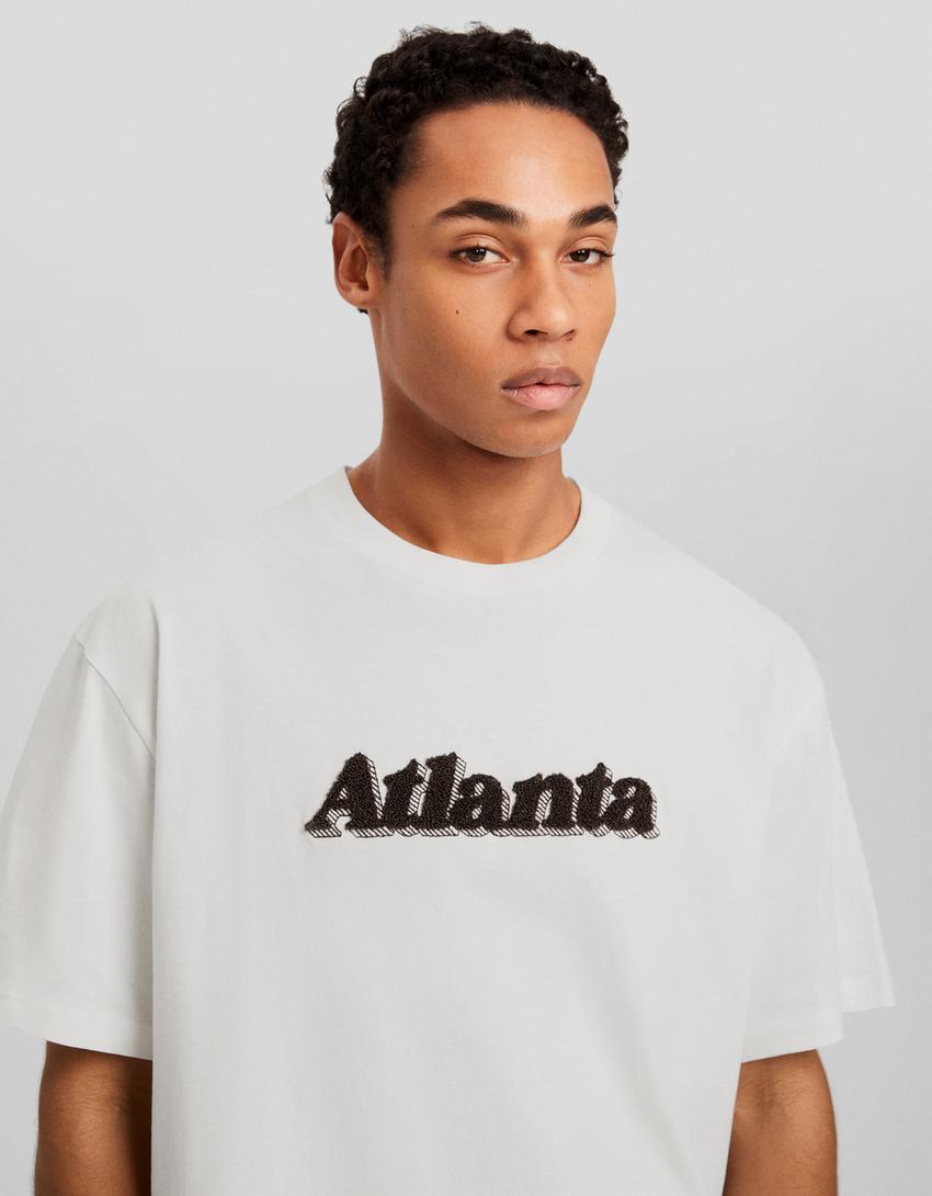 T-shirt boxy manches courtes imprimé-Blanc cassé-2