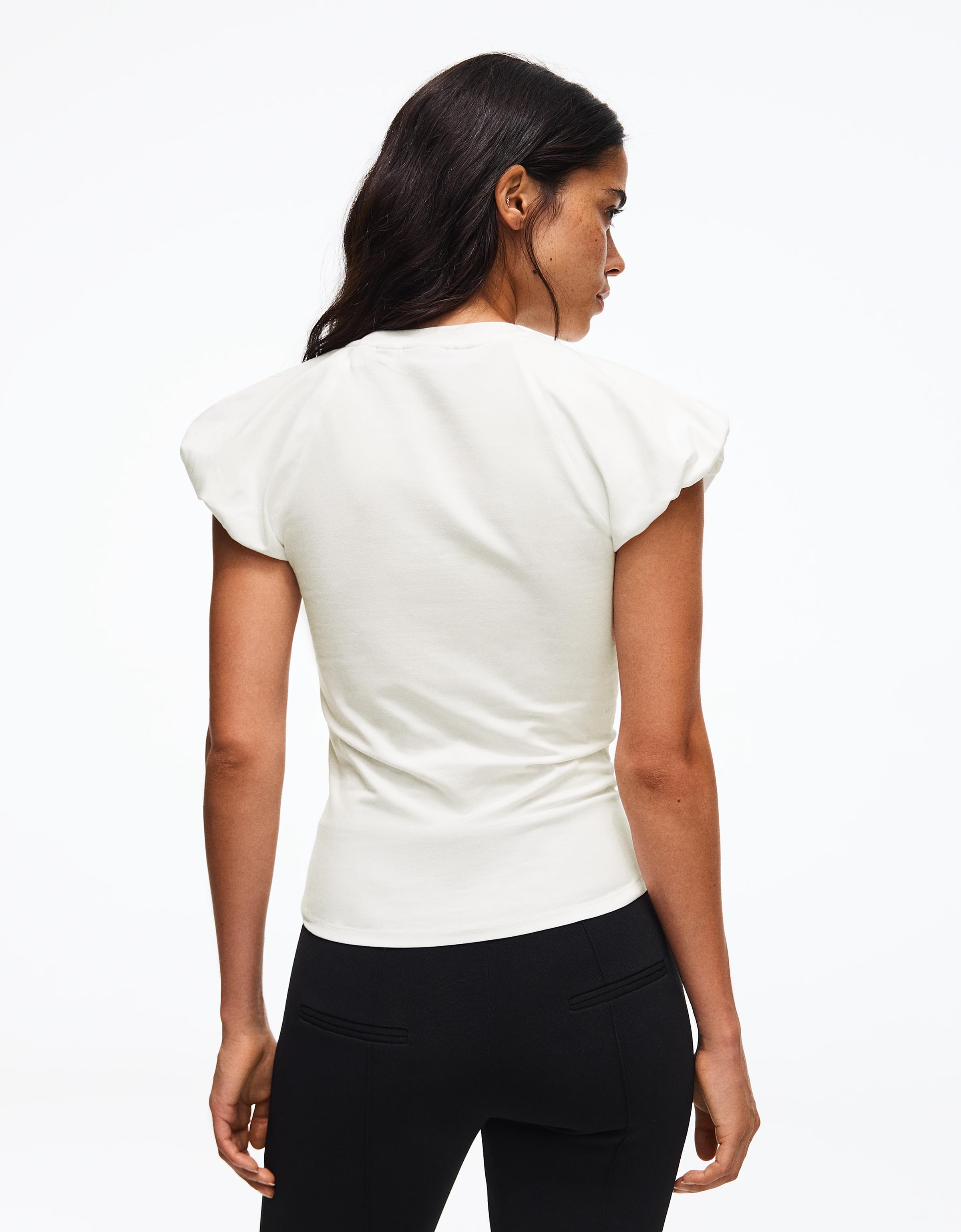 Balloon-sleeve raglan T-shirt — Off white