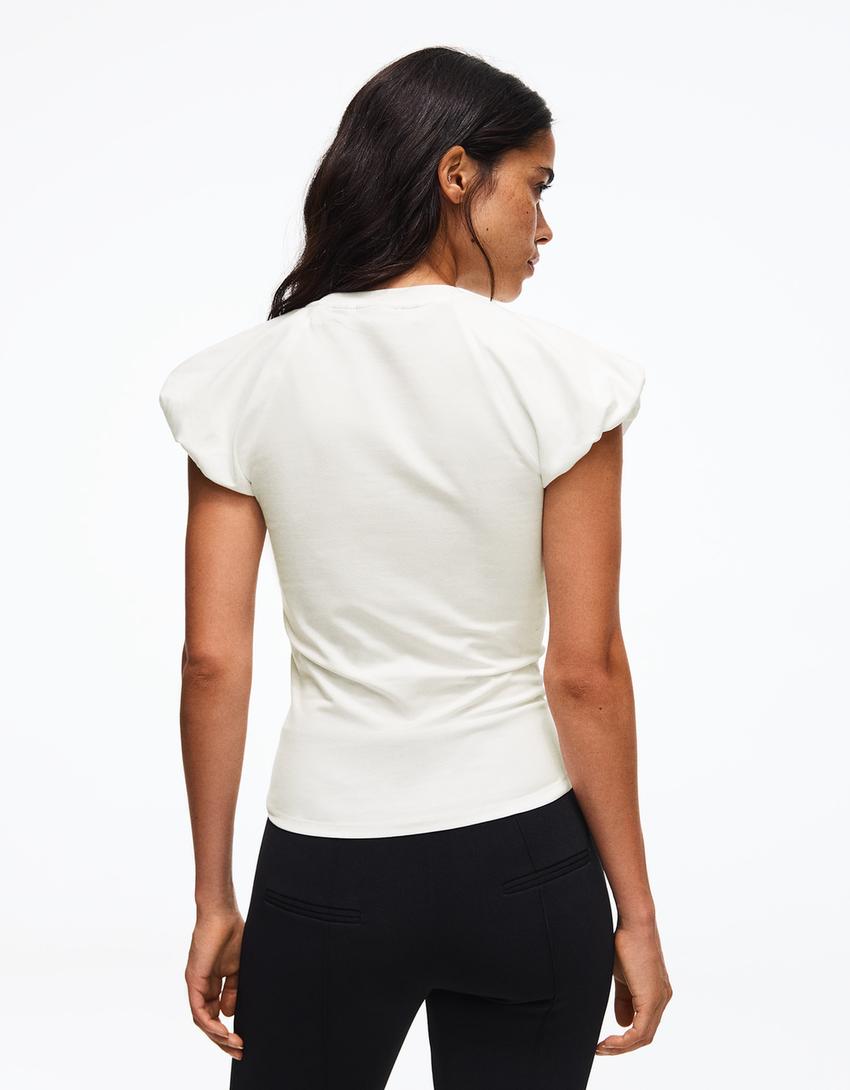 Balloon-sleeve raglan T-shirt-Off white