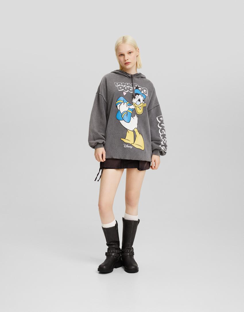 Sweat capuche imprimé Donald-Gris-3