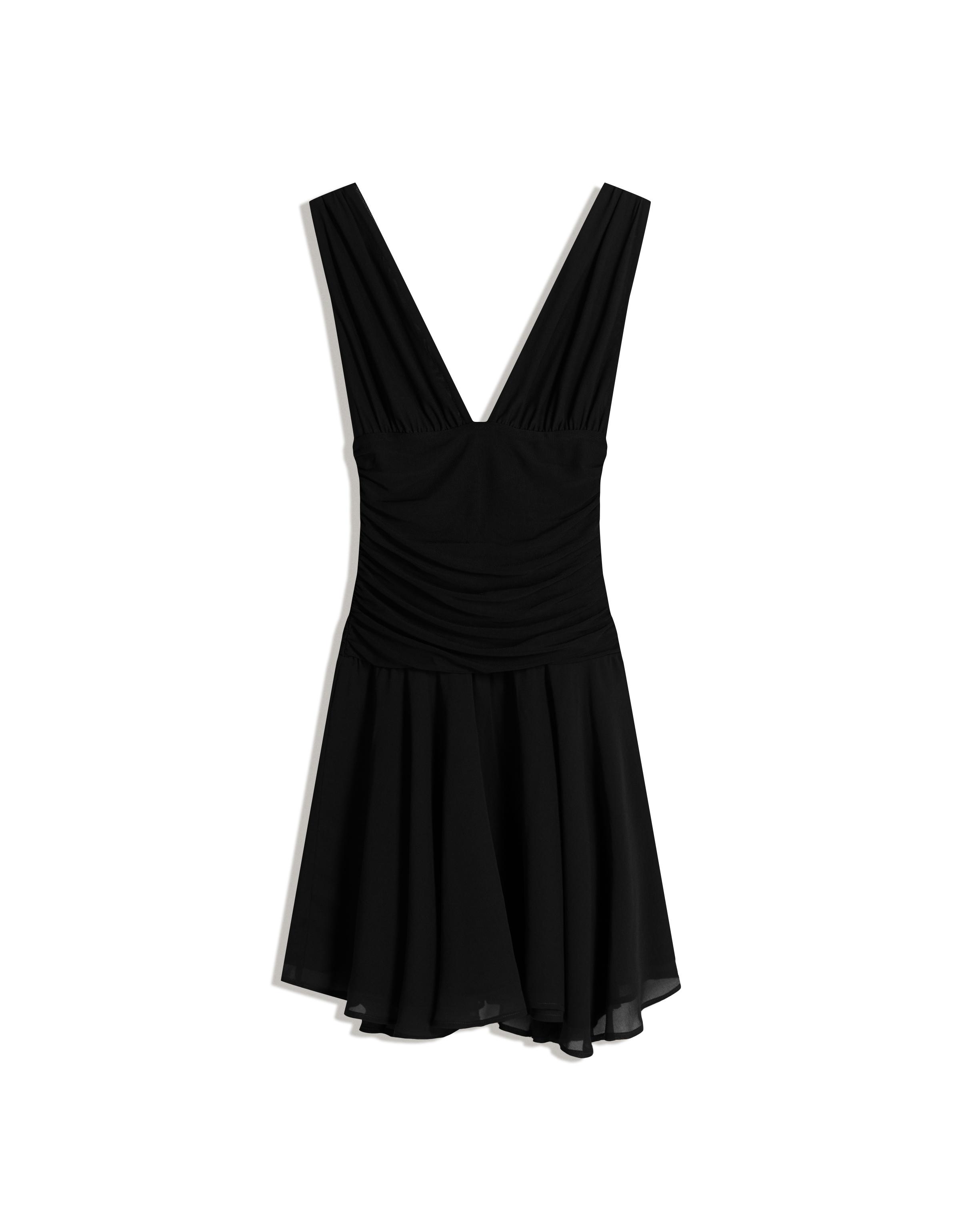 Chiffon mini dress with flounce