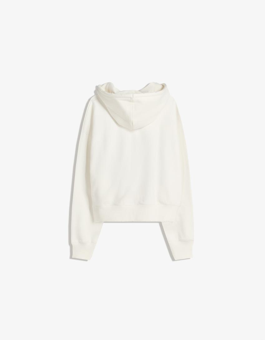Printed sweatshirt with zip-Beige-5