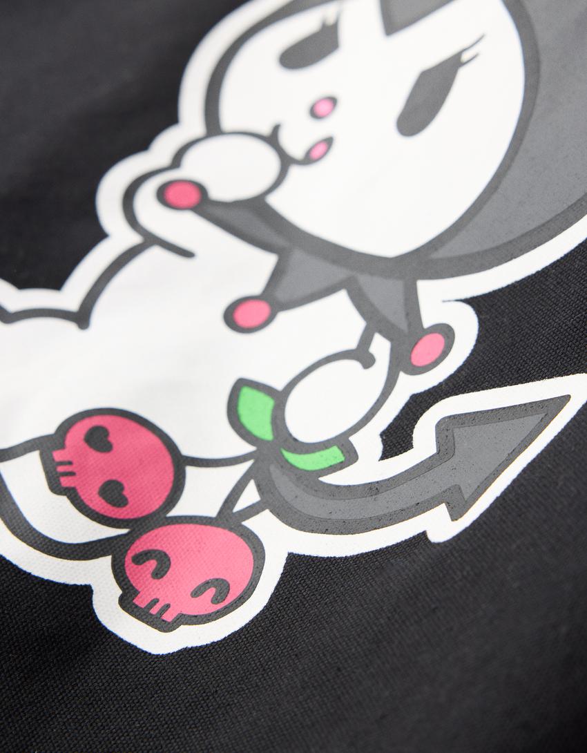 Mala tote bag Kuromi  canvas estampado-Preto-2