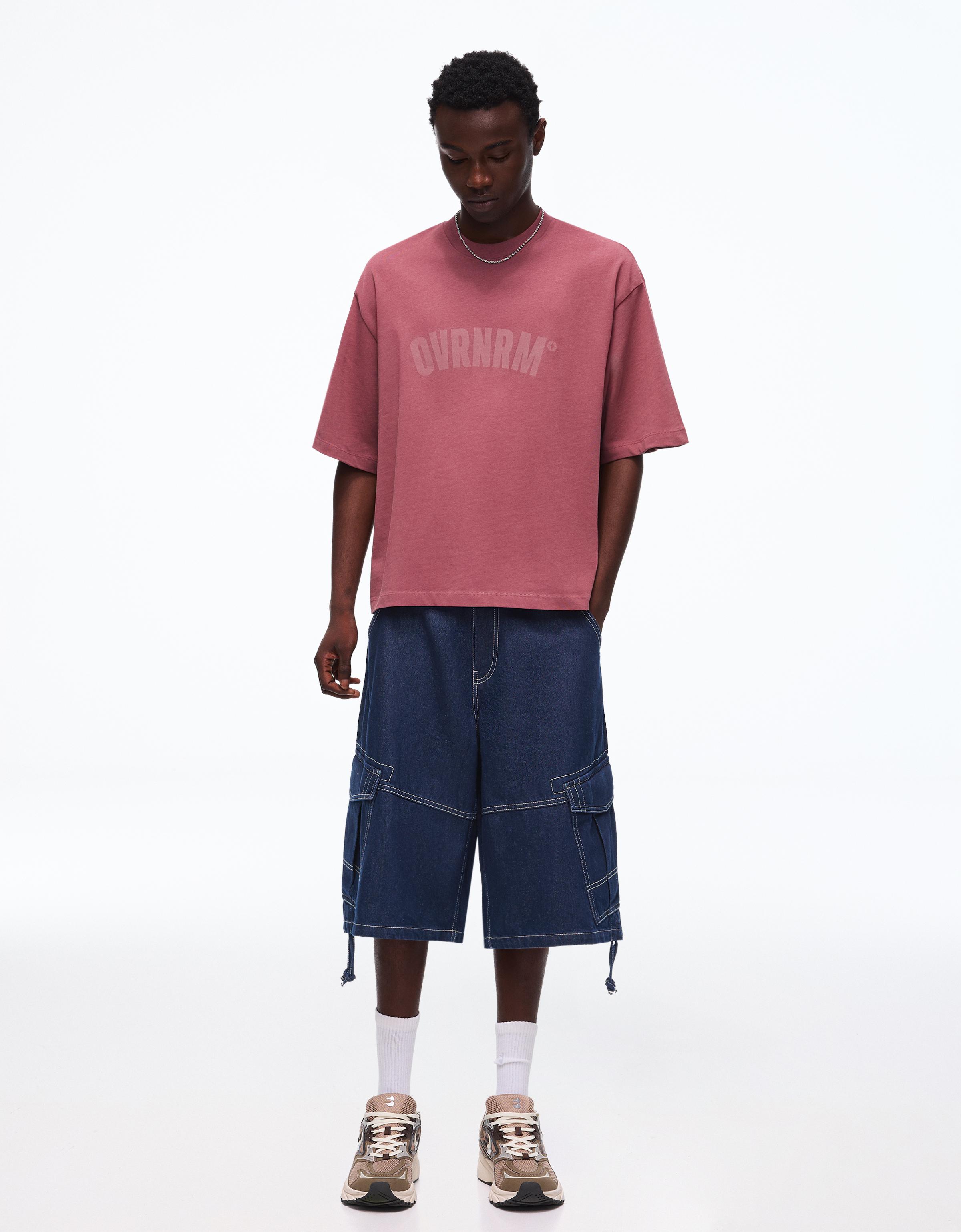 Denim cargo parachute Bermuda shorts — Navy