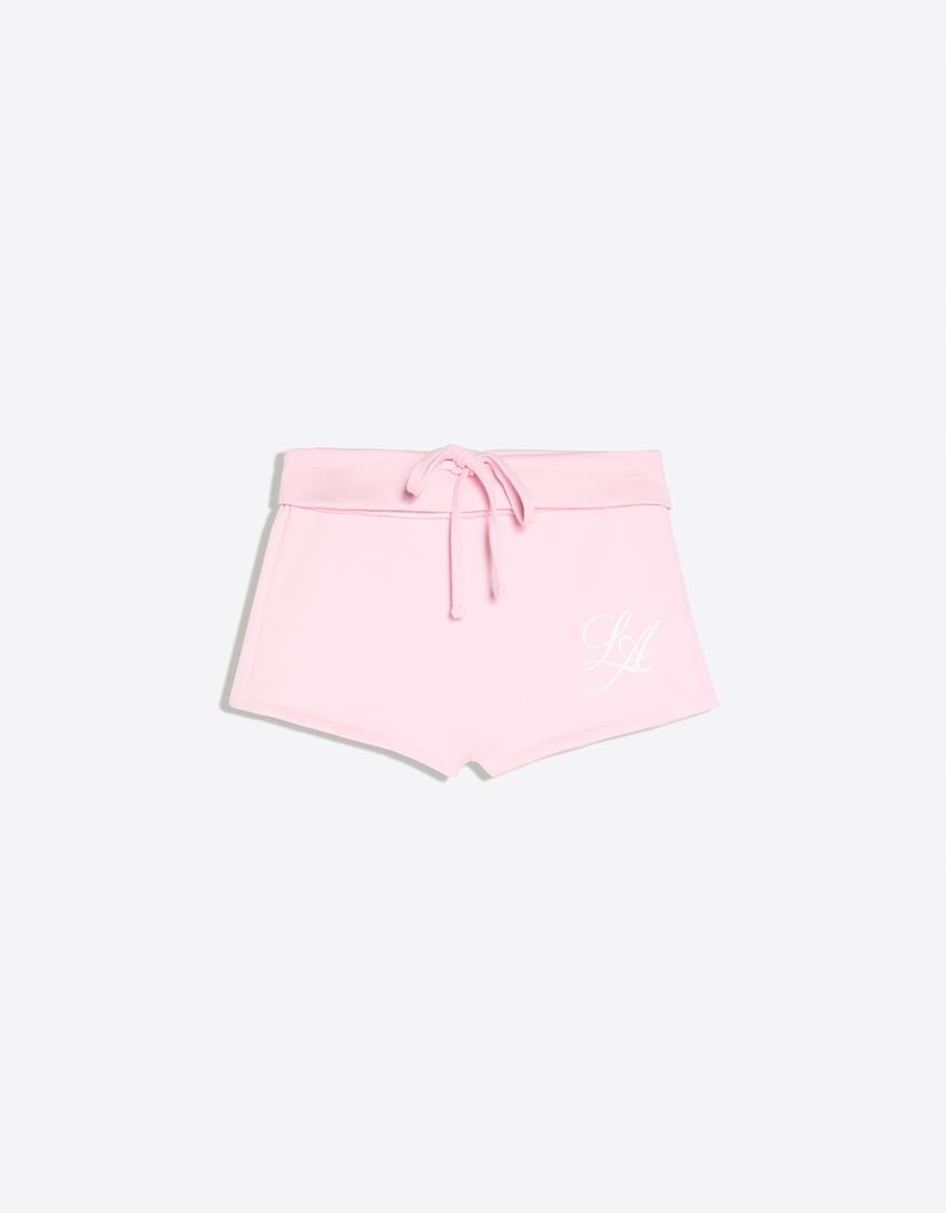 Sweatshorts mit umgeschlagenem Bund-Rosa