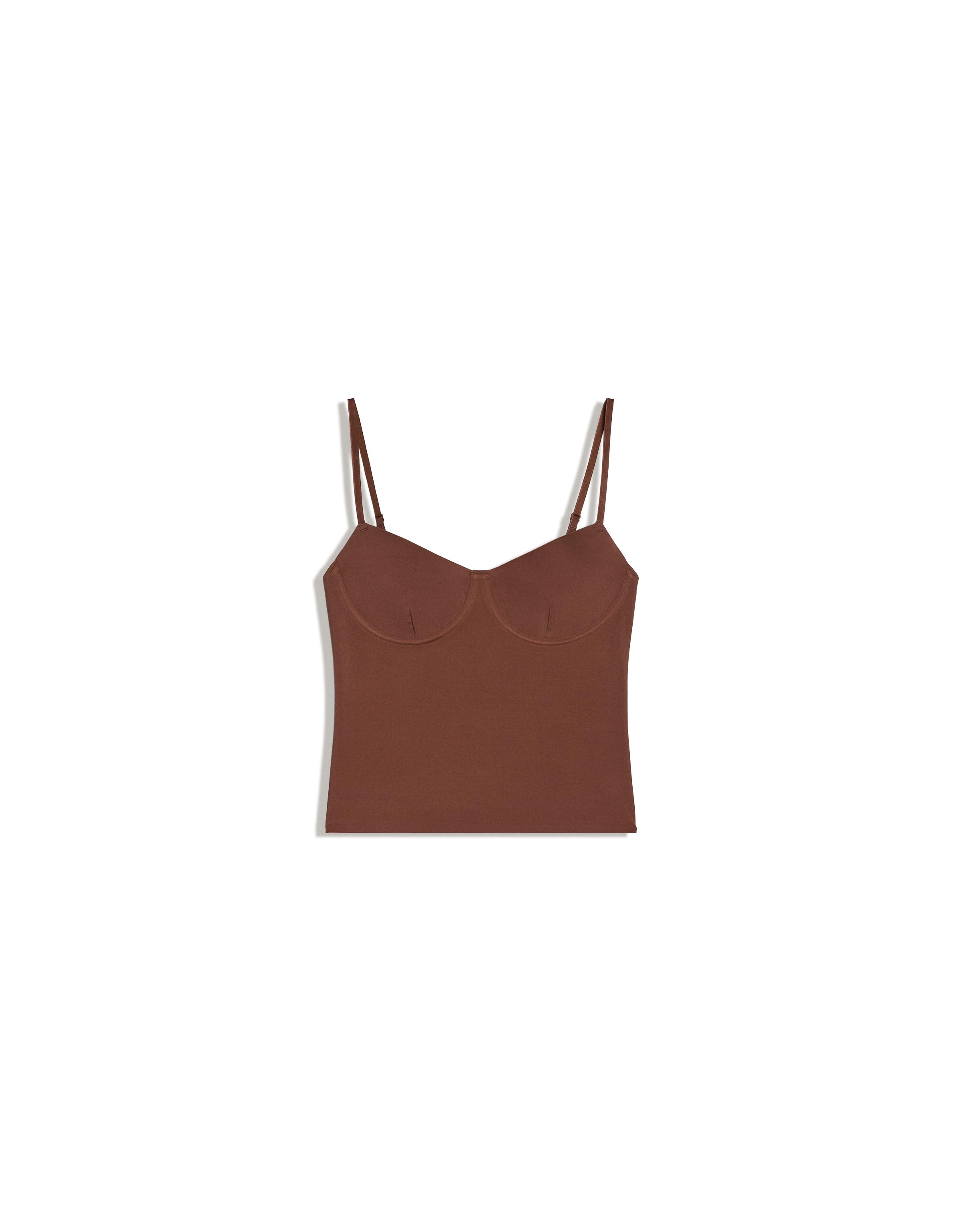 Sweetheart neckline camisole top — Brown