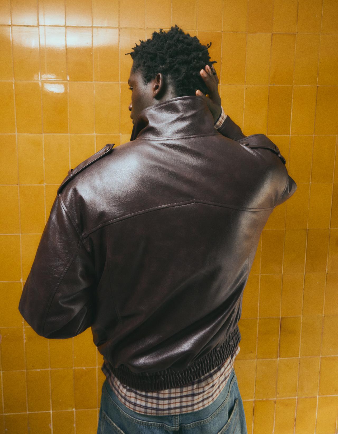 Leather effect jacket — Brown
