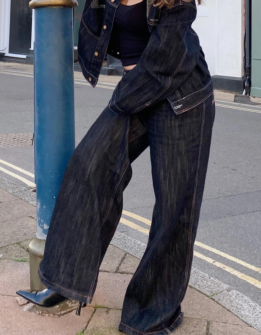 Jacquard boyfriend jeans-Black