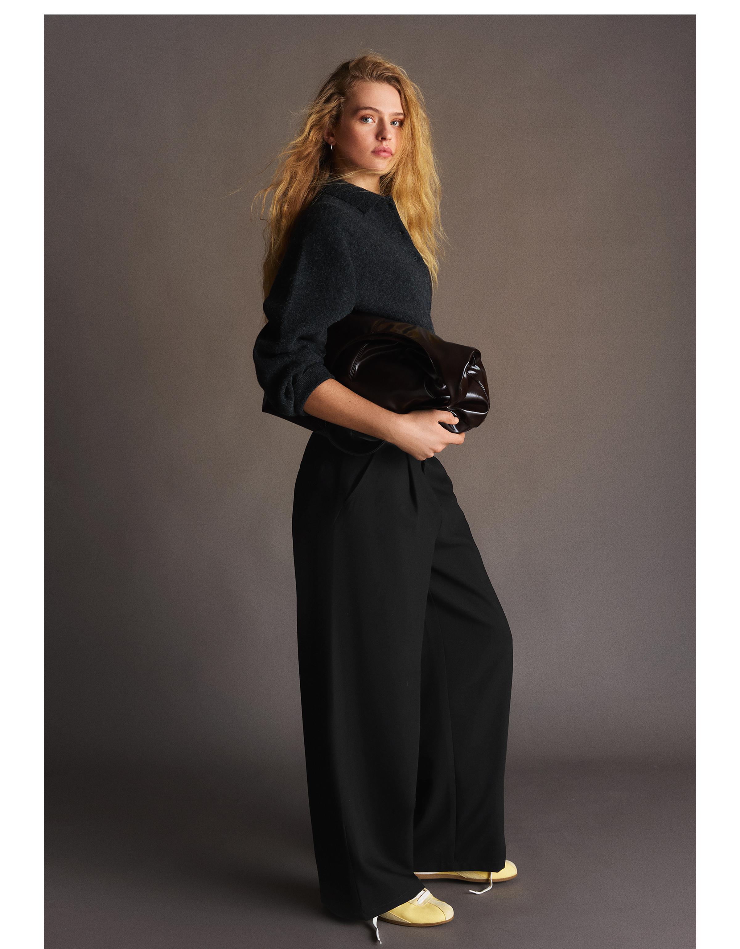 Çift kumaşlı hacimli pantolon - Görsel 26