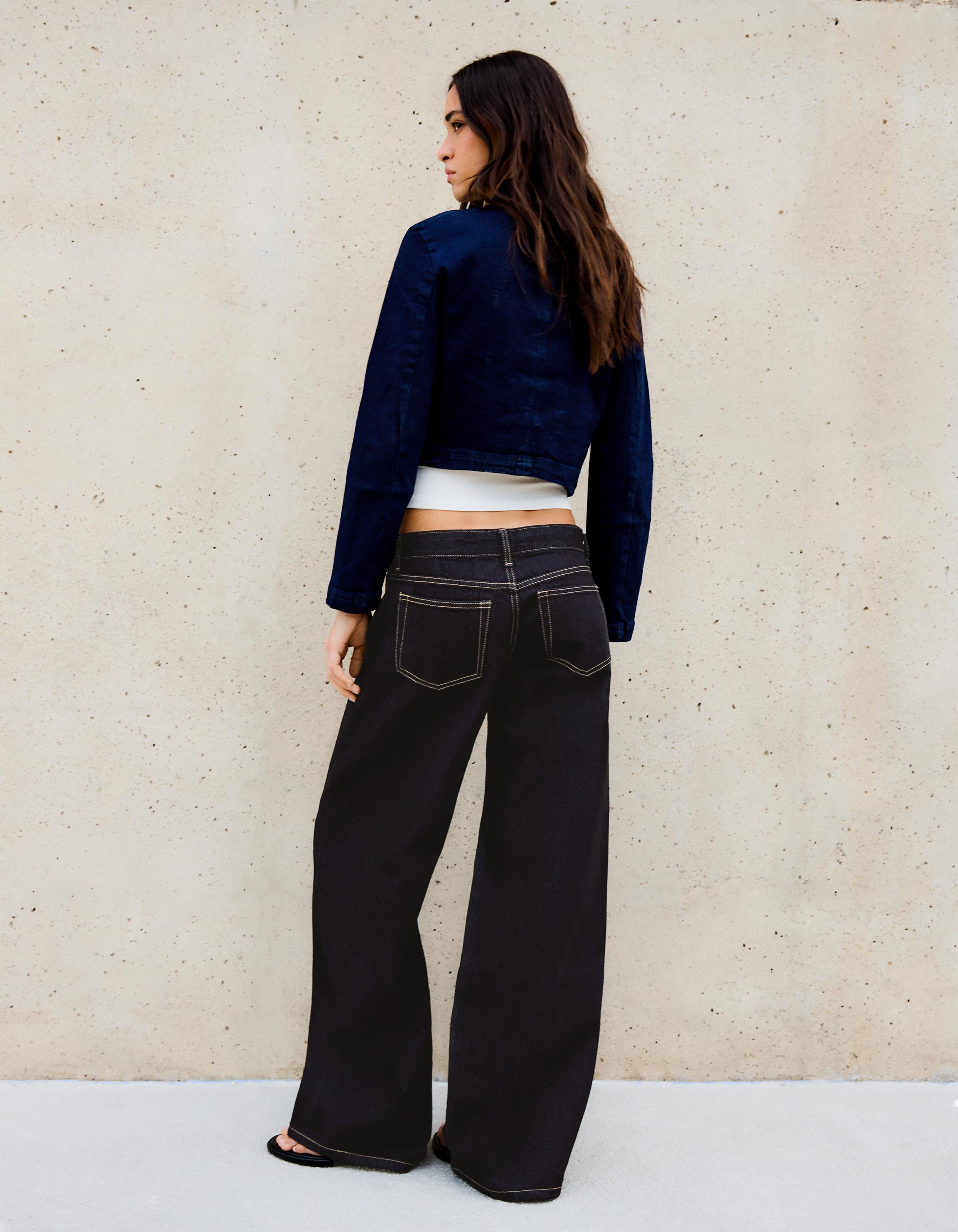 Geniş paça düşük bel jean - Görsel 11