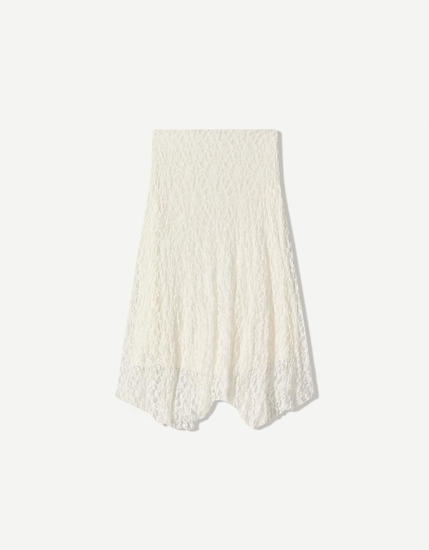 Blonde lace midi skirt-Off white