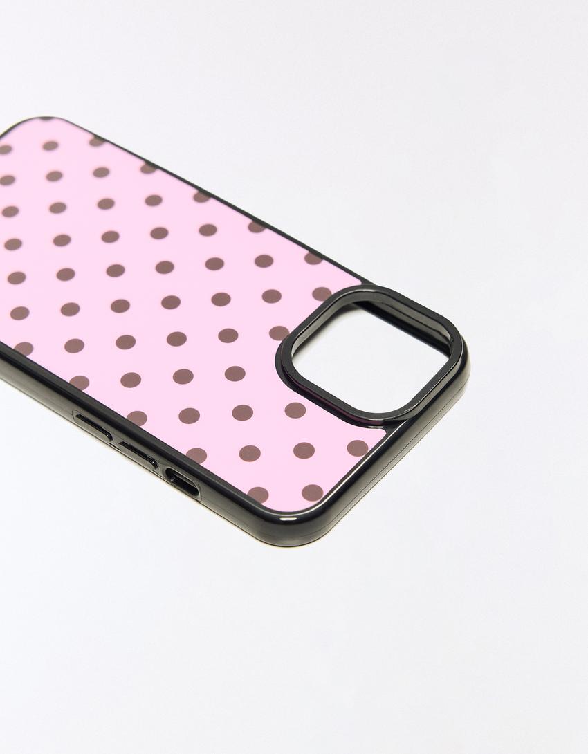 Puantiye desenli telefon kılıfı-Pembe