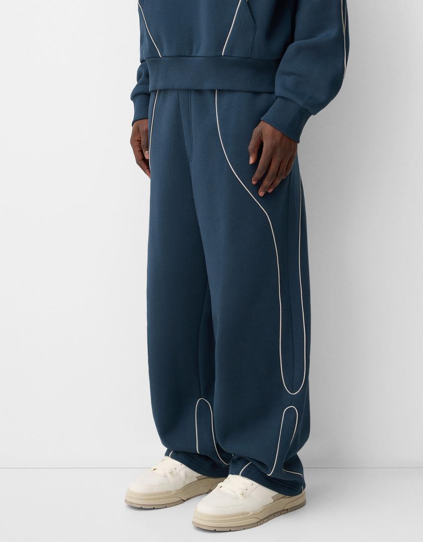 Pantalon skate liseré-Marine-5
