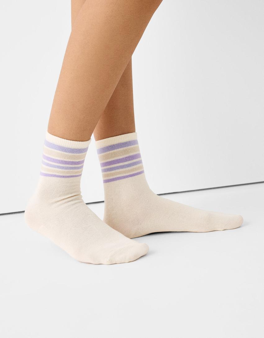 Pack de 3 pares de meias com tie dye-Marrom-1