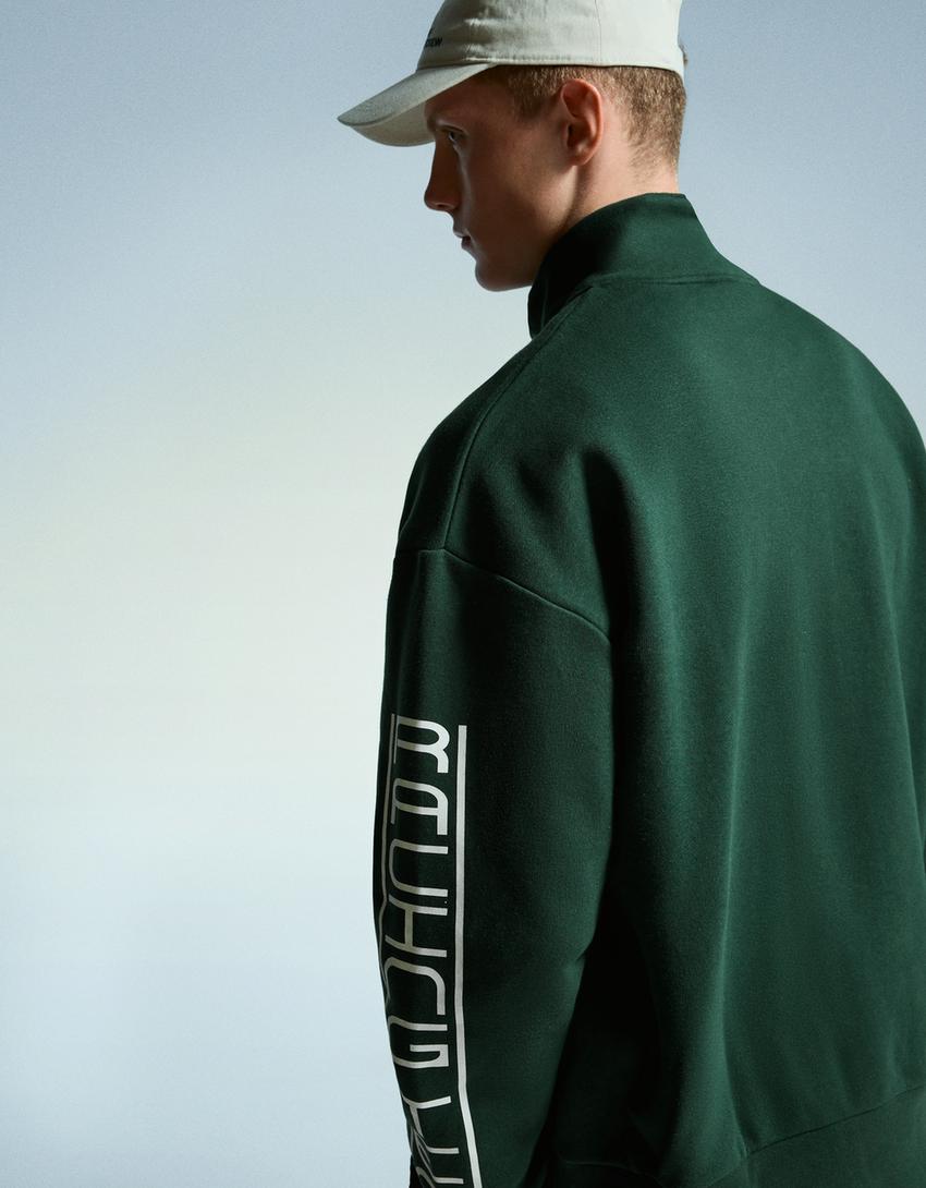 Sudadera cremallera print-Verde-1