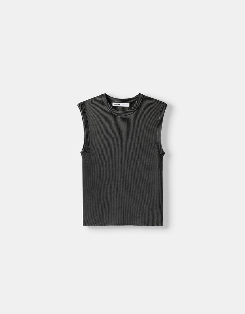 Faded-effect gilet-Dark grey-4