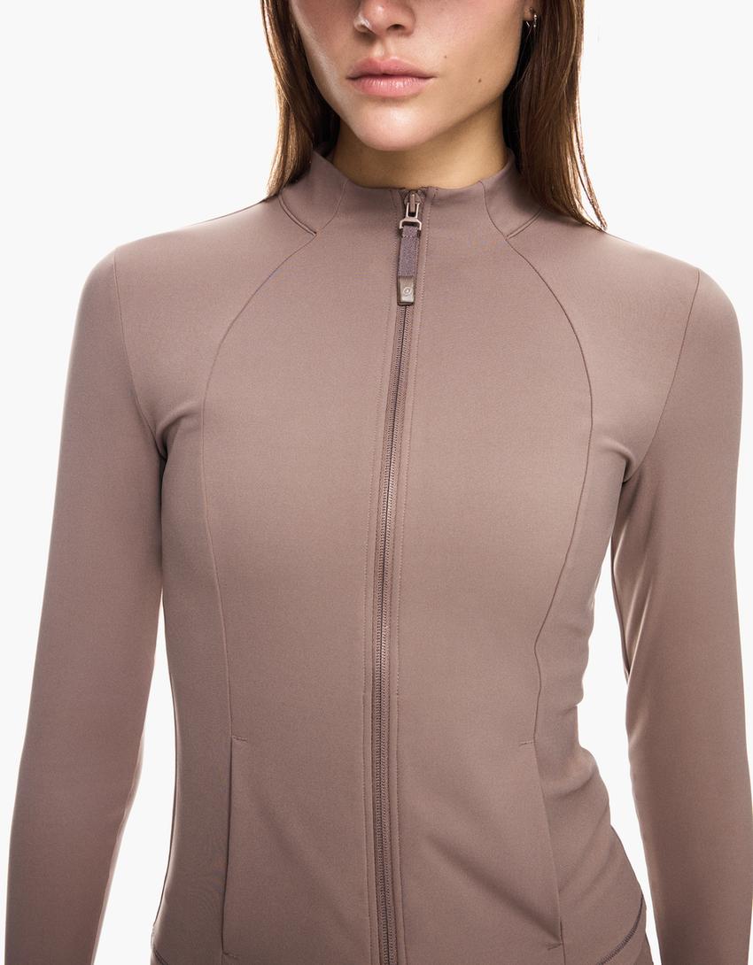 Quick dry & breathable zip-up sweatshirt-Camel