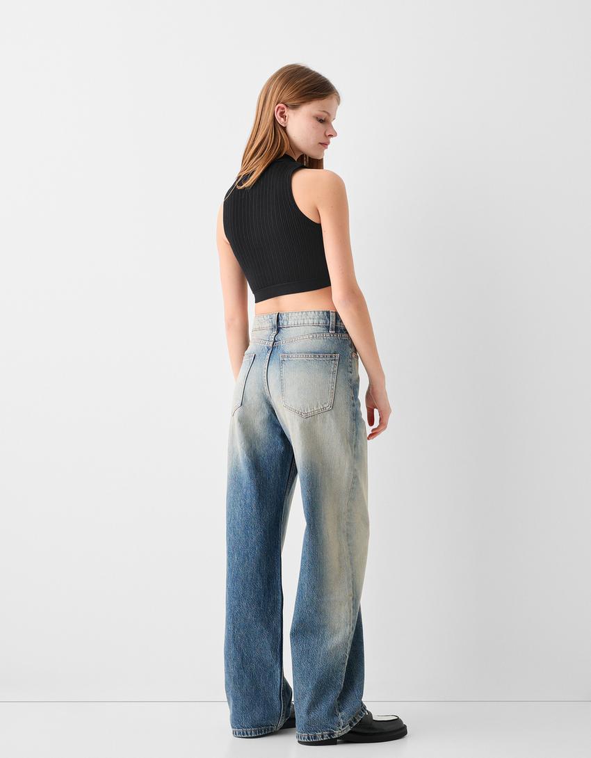 Sleeveless polo collar zip-up top-Black-1