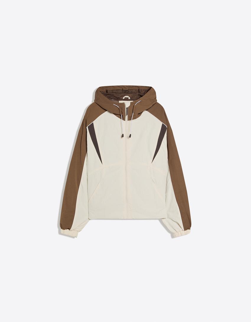Technical hooded jacket-Brown