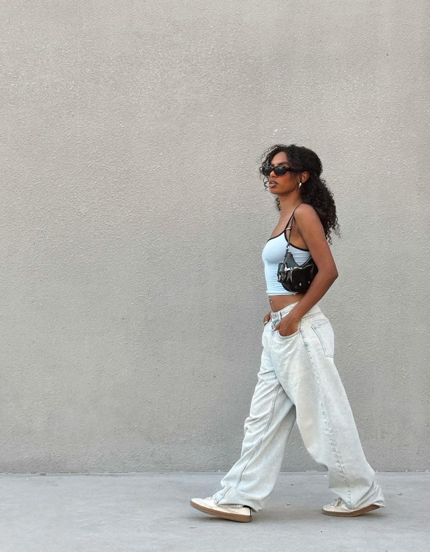 Jean barrel wide leg-Bleu lavé-3