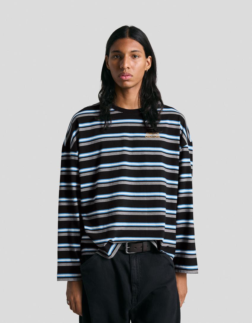 Oversized long sleeve T-shirt-Blue