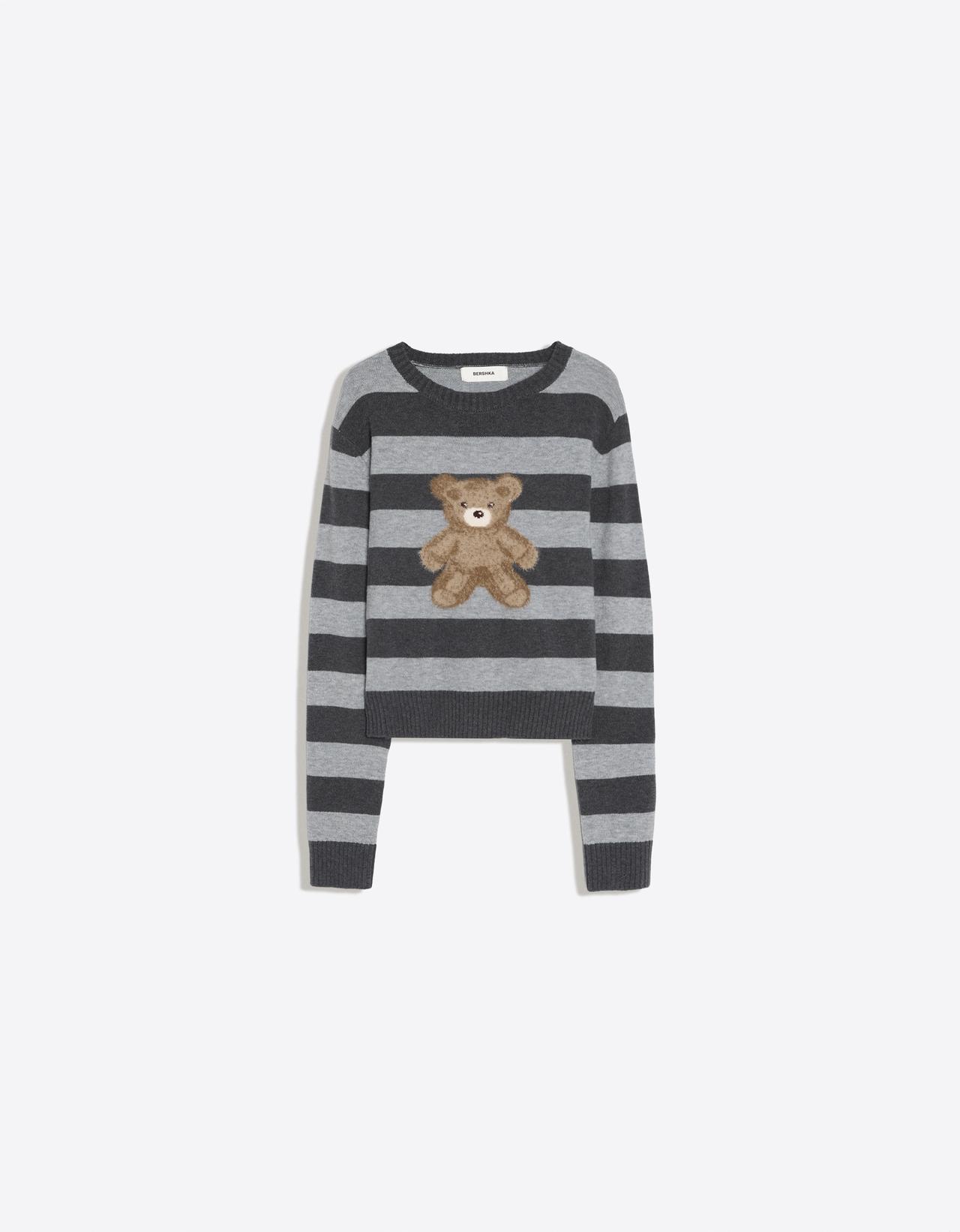 Bear round neck jumper — Grey